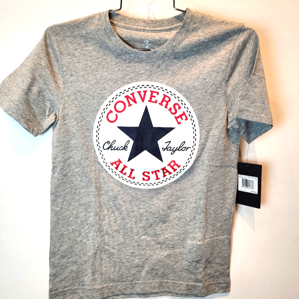 Converse Chuck Taylor All Star Boy's T-Shirt Heather Dark Grey New Nwt Size L